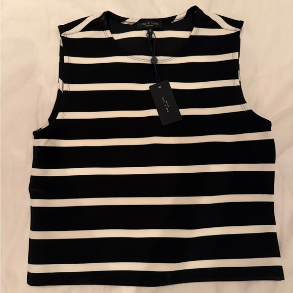 rag & bone Black and White Striped Sleeveless Tank - Picture 3 of 7